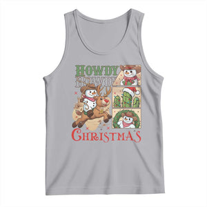Funny Snowman Cowboy Howdy Christmas Tank Top Western Holiday Gift TS12 Athletic Heather Print Your Wear