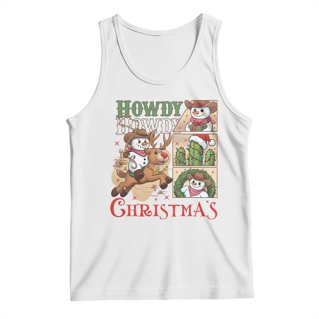 Funny Snowman Cowboy Howdy Christmas Tank Top Western Holiday Gift TS12 White Print Your Wear