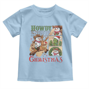 Funny Snowman Cowboy Howdy Christmas Toddler T Shirt Western Holiday Gift TS12 Light Blue Print Your Wear