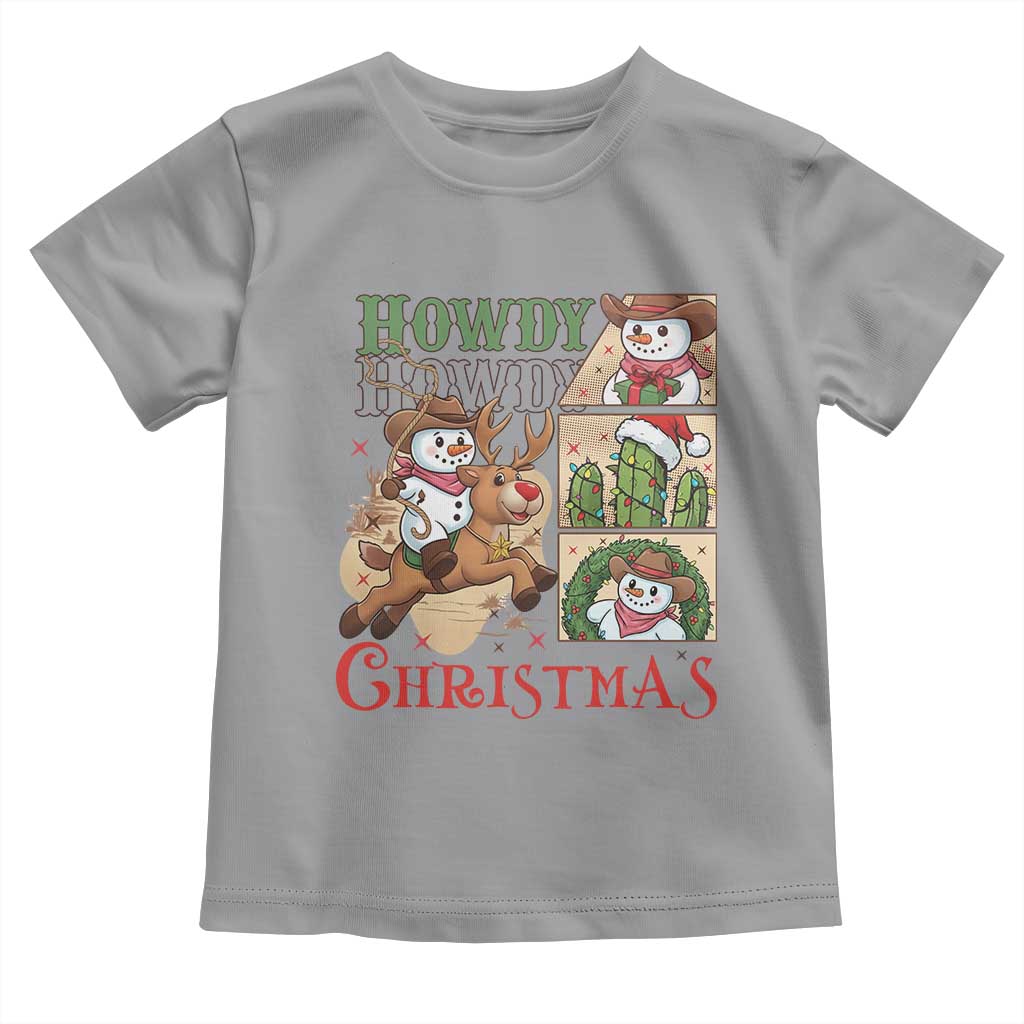 Funny Snowman Cowboy Howdy Christmas Toddler T Shirt Western Holiday Gift TS12 Sport Gray Print Your Wear