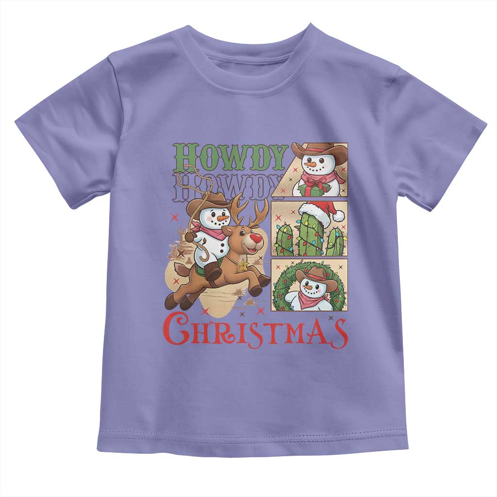 Funny Snowman Cowboy Howdy Christmas Toddler T Shirt Western Holiday Gift TS12 Violet Print Your Wear