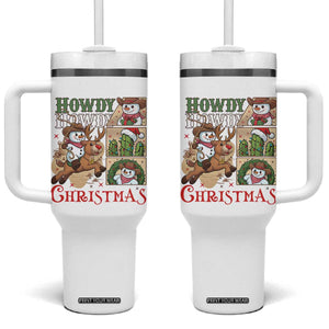 Funny Snowman Cowboy Howdy Christmas Tumbler With Handle Western Holiday Gift TS12 One Size: 40 oz White Print Your Wear