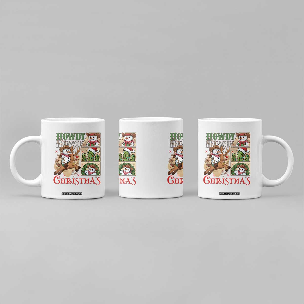 Funny Snowman Cowboy Howdy Christmas Coffee Mug Western Holiday Gift TS12 Print Your Wear