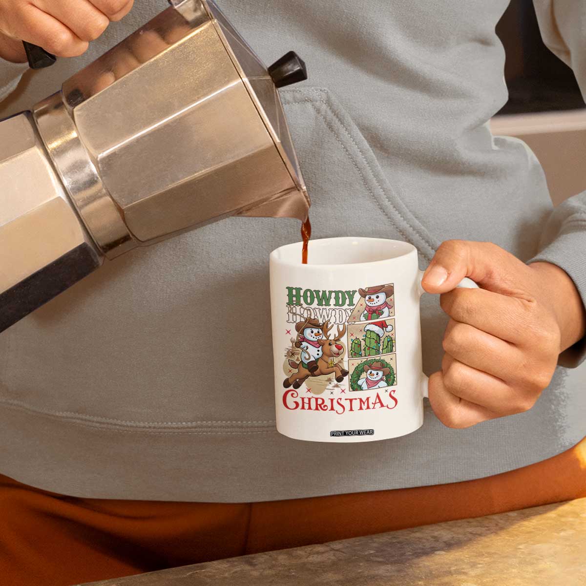 Funny Snowman Cowboy Howdy Christmas Coffee Mug Western Holiday Gift TS12 Print Your Wear