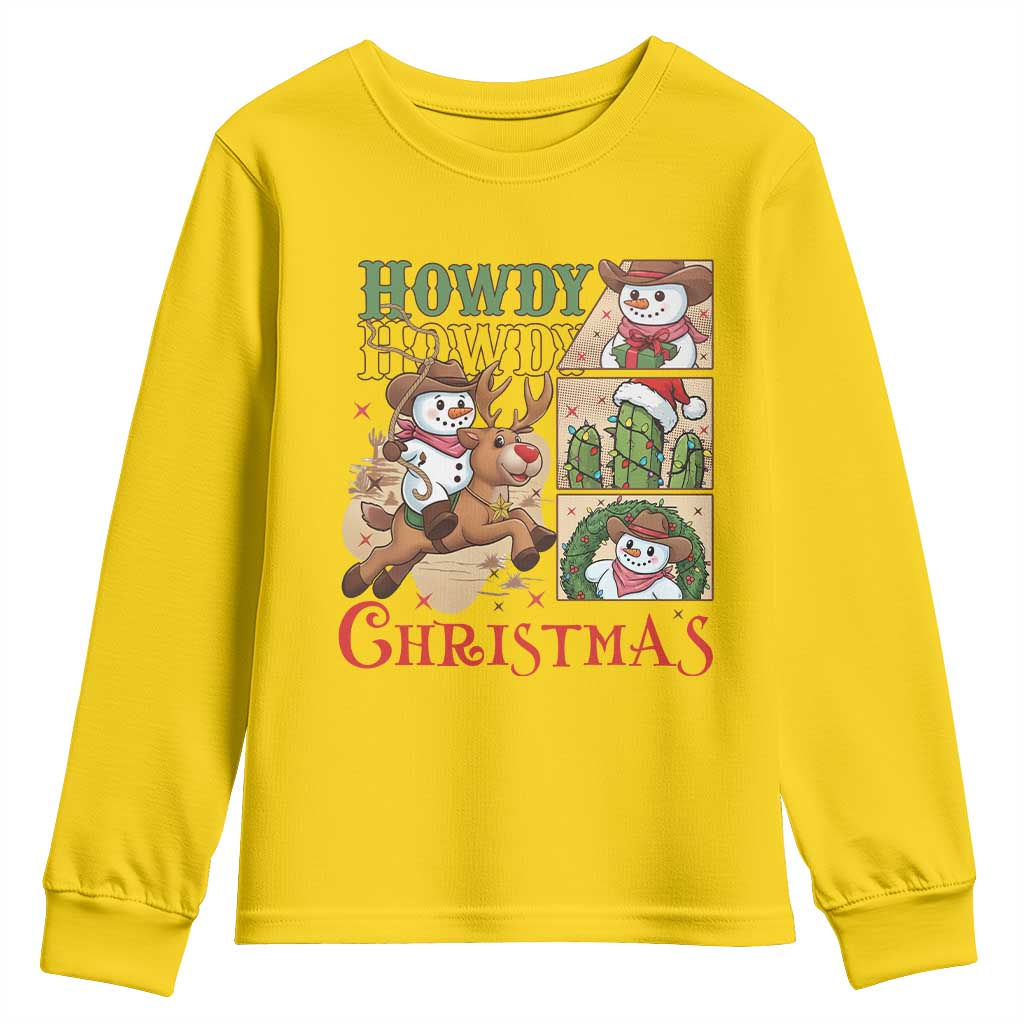 Funny Snowman Cowboy Howdy Christmas Youth Sweatshirt Western Holiday Gift TS12 Daisy Print Your Wear