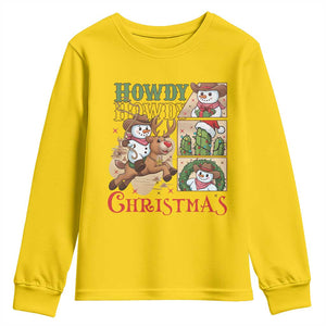Funny Snowman Cowboy Howdy Christmas Youth Sweatshirt Western Holiday Gift TS12 Daisy Print Your Wear