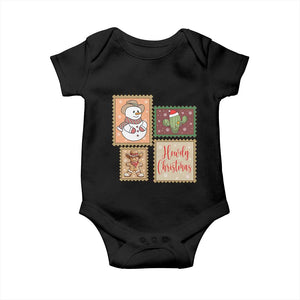 Howdy Christmas Postage Stamp Baby Onesie Western Life Holiday Gift TS12 Black Print Your Wear