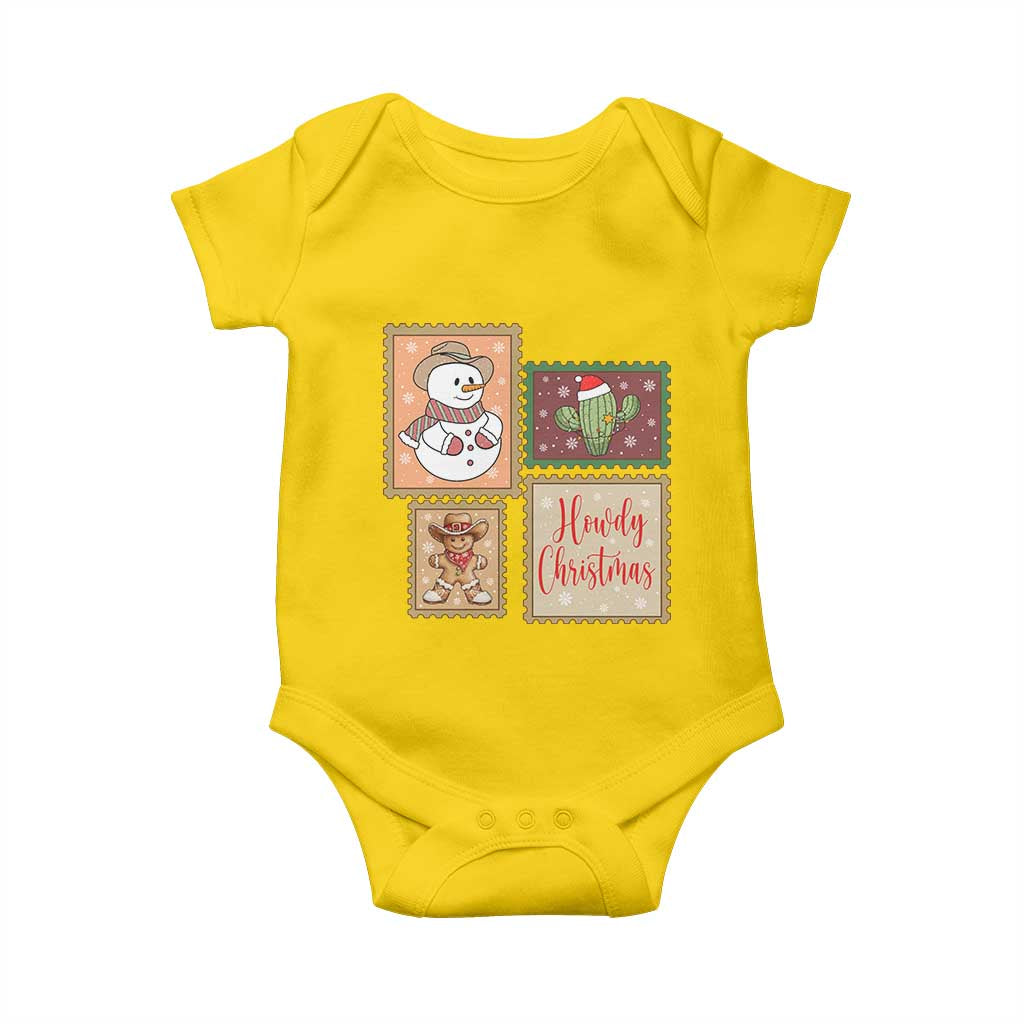 Howdy Christmas Postage Stamp Baby Onesie Western Life Holiday Gift TS12 Daisy Print Your Wear