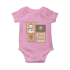 Howdy Christmas Postage Stamp Baby Onesie Western Life Holiday Gift TS12 Light Pink Print Your Wear
