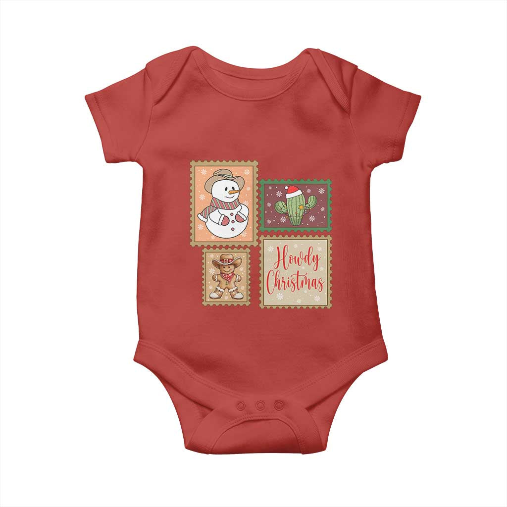 Howdy Christmas Postage Stamp Baby Onesie Western Life Holiday Gift TS12 Red Print Your Wear