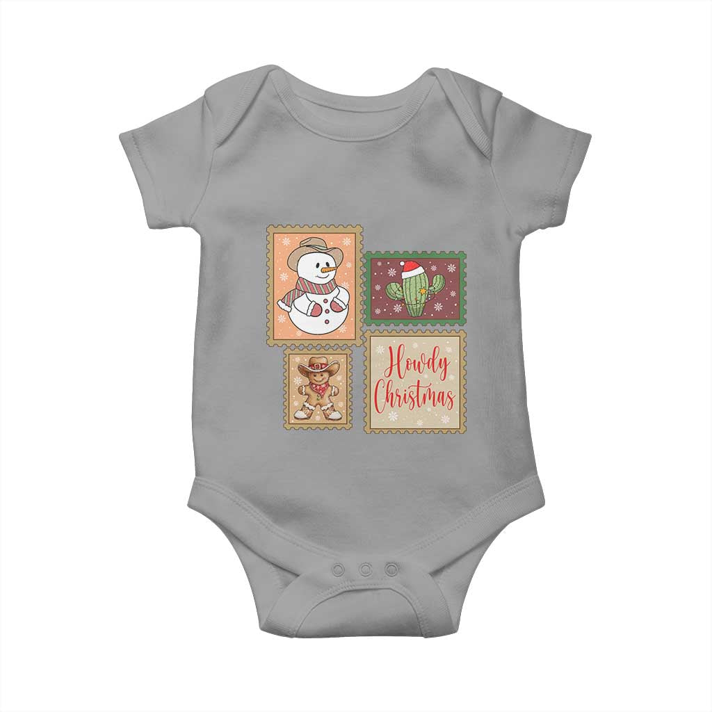 Howdy Christmas Postage Stamp Baby Onesie Western Life Holiday Gift TS12 Sport Gray Print Your Wear