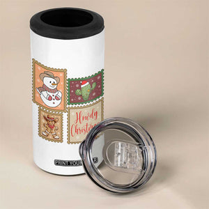 Howdy Christmas Postage Stamp 4 in 1 Can Cooler Tumbler Western Life Holiday Gift TS12 Print Your Wear