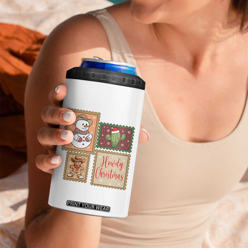 Howdy Christmas Postage Stamp 4 in 1 Can Cooler Tumbler Western Life Holiday Gift TS12 Print Your Wear