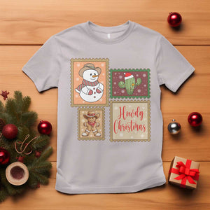 Howdy Christmas Postage Stamp T Shirt Western Life Holiday Gift TS12 Ice Gray Print Your Wear