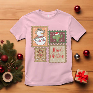 Howdy Christmas Postage Stamp T Shirt Western Life Holiday Gift TS12 Light Pink Print Your Wear