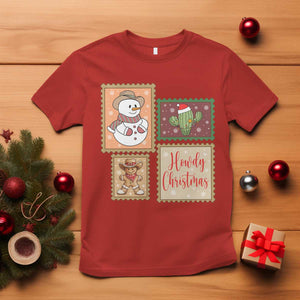 Howdy Christmas Postage Stamp T Shirt Western Life Holiday Gift TS12 Red Print Your Wear