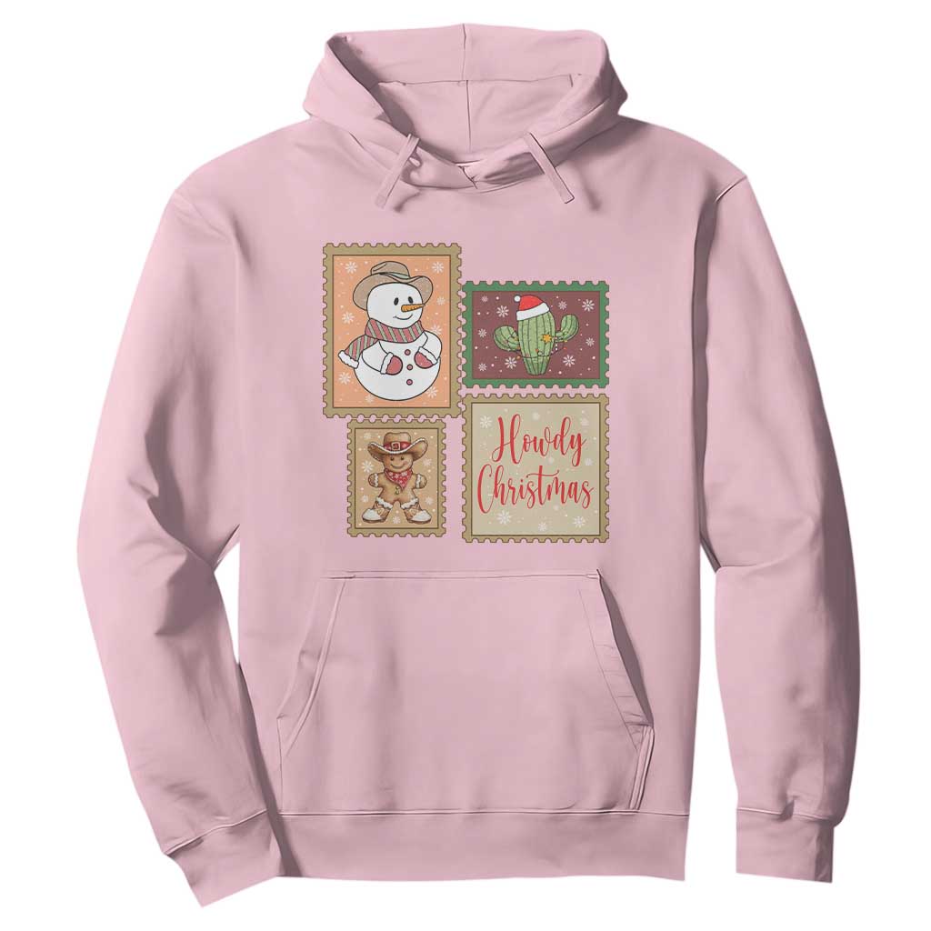 Howdy Christmas Postage Stamp Hoodie Western Life Holiday Gift TS12 Light Pink Print Your Wear