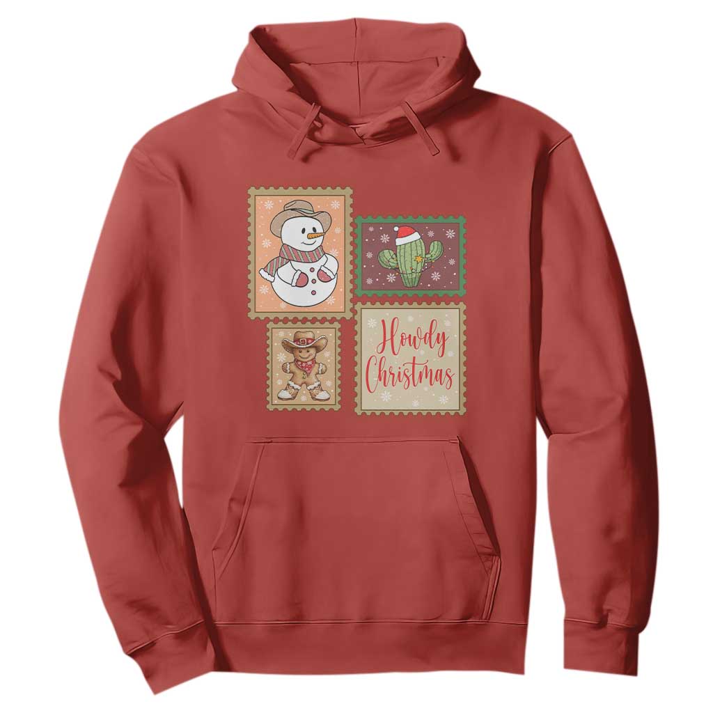 Howdy Christmas Postage Stamp Hoodie Western Life Holiday Gift TS12 Red Print Your Wear