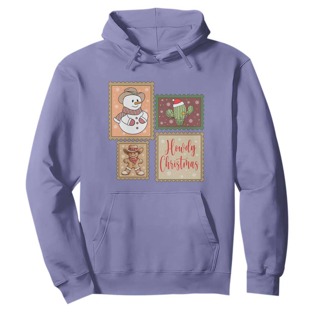 Howdy Christmas Postage Stamp Hoodie Western Life Holiday Gift TS12 Violet Print Your Wear
