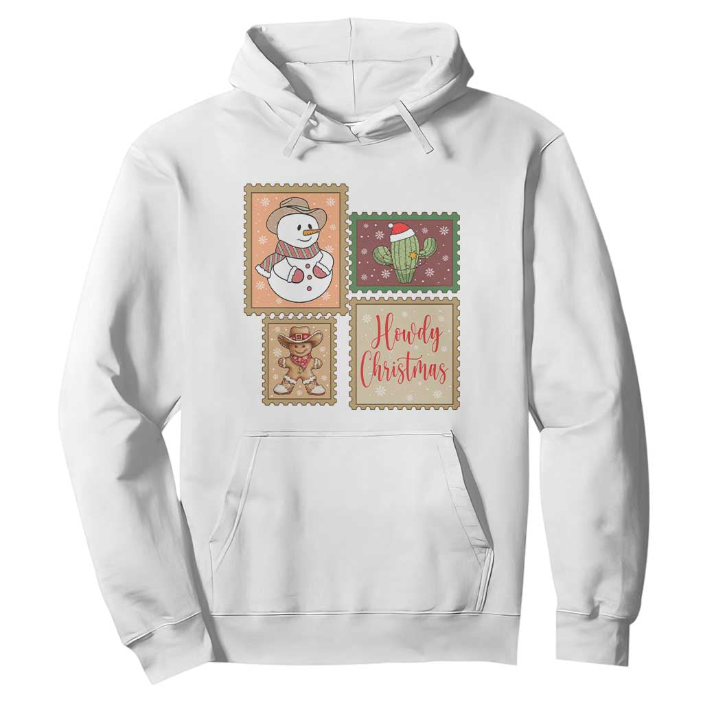 Howdy Christmas Postage Stamp Hoodie Western Life Holiday Gift TS12 White Print Your Wear