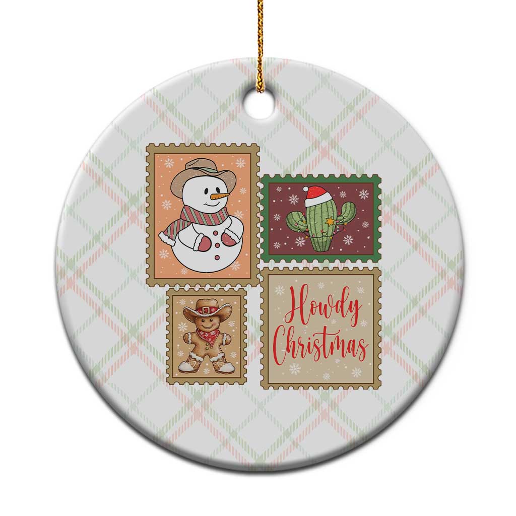 Howdy Christmas Postage Stamp Ceramic Ornament Western Life Holiday Gift TS12 1pc Christmas Plaid Print Your Wear
