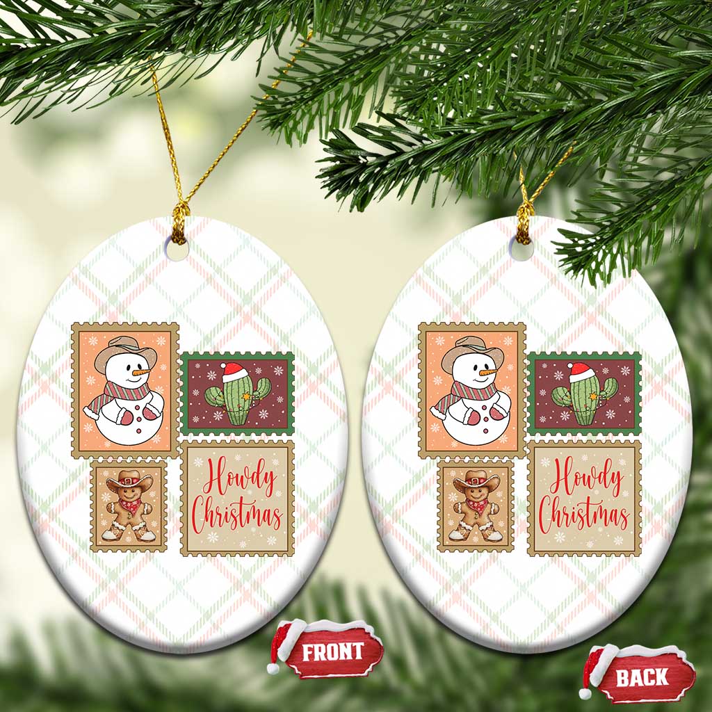 Howdy Christmas Postage Stamp Ceramic Ornament Western Life Holiday Gift TS12 Print Your Wear