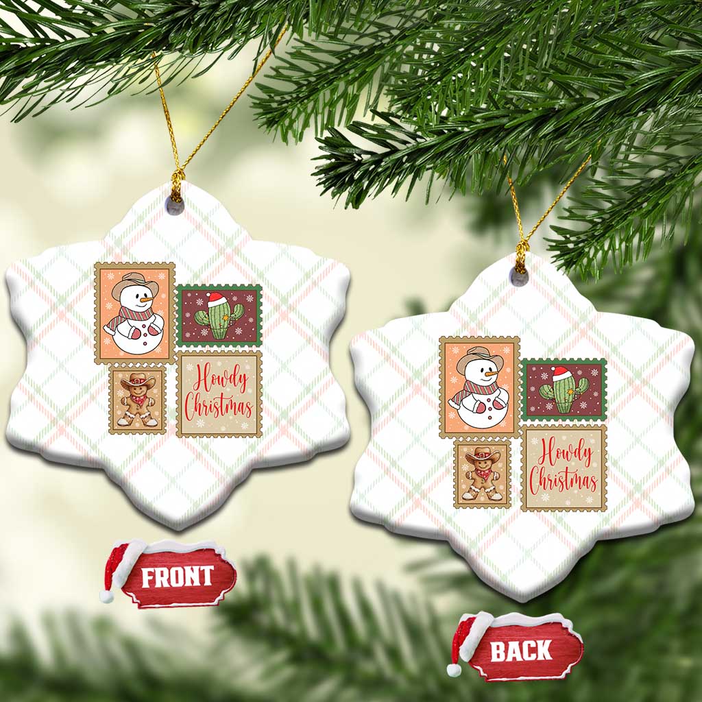 Howdy Christmas Postage Stamp Ceramic Ornament Western Life Holiday Gift TS12 Print Your Wear