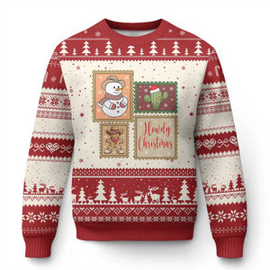 Howdy Xmas Postage Stamp Ugly Christmas Sweater Western Life Holiday Gift TS12 Beige Red Print Your Wear