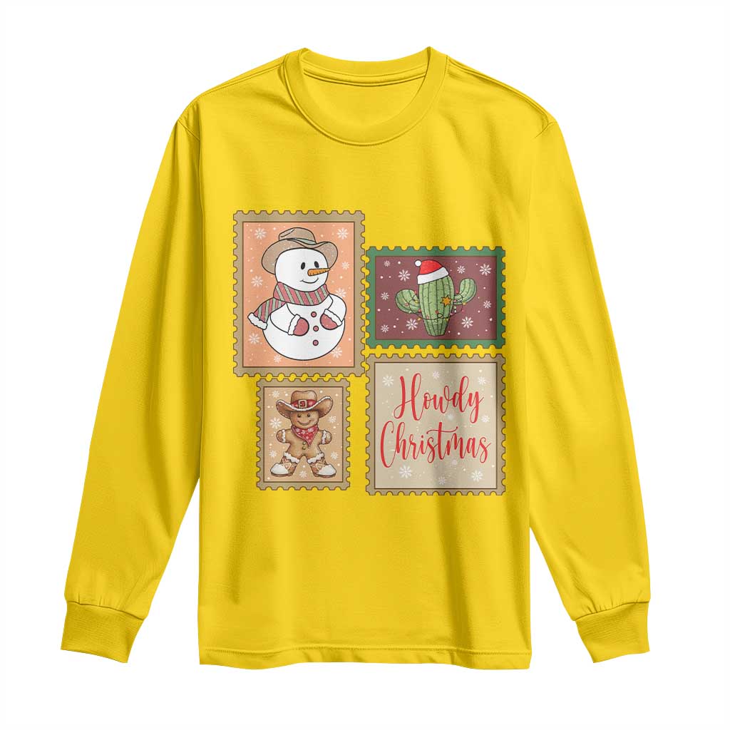 Howdy Christmas Postage Stamp Long Sleeve Shirt Western Life Holiday Gift TS12 Daisy Print Your Wear