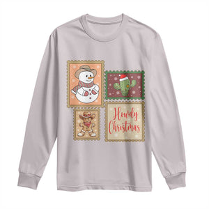 Howdy Christmas Postage Stamp Long Sleeve Shirt Western Life Holiday Gift TS12 Ice Gray Print Your Wear