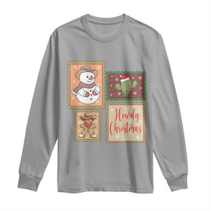 Howdy Christmas Postage Stamp Long Sleeve Shirt Western Life Holiday Gift TS12 Sport Gray Print Your Wear