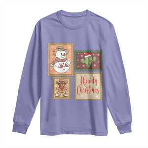 Howdy Christmas Postage Stamp Long Sleeve Shirt Western Life Holiday Gift TS12 Violet Print Your Wear