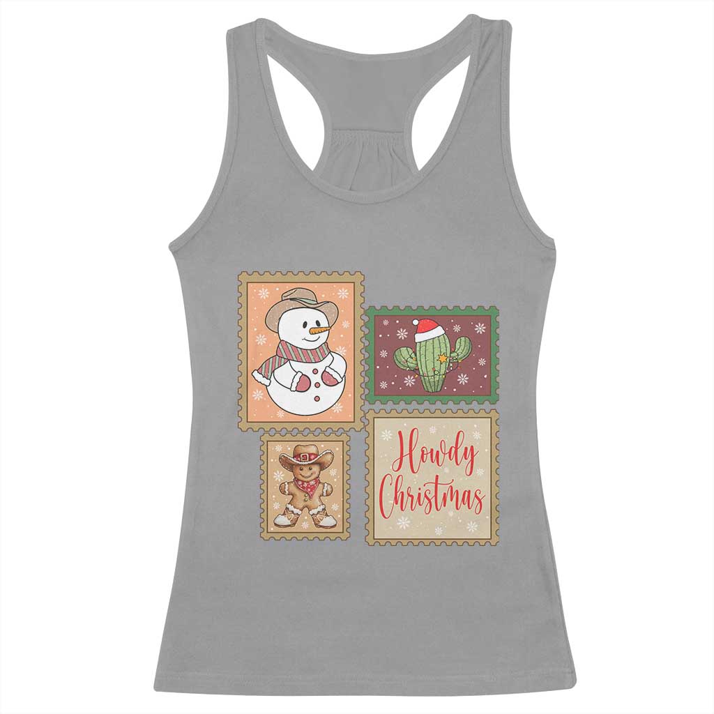 Howdy Christmas Postage Stamp Racerback Tank Top Western Life Holiday Gift TS12 Sport Gray Print Your Wear