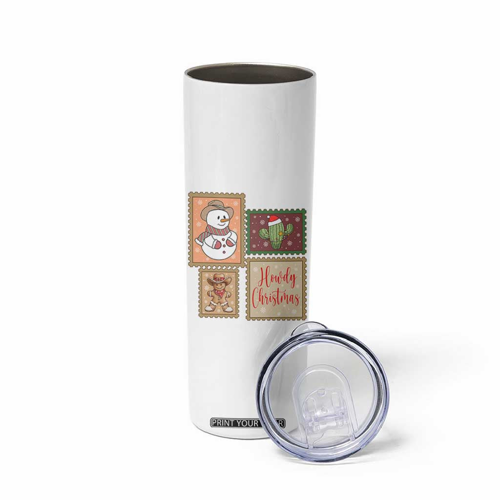 Howdy Christmas Postage Stamp Skinny Tumbler Western Life Holiday Gift TS12 Print Your Wear