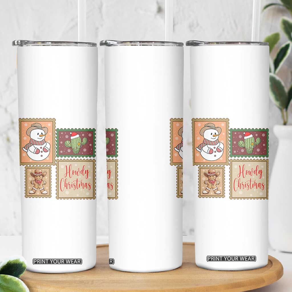 Howdy Christmas Postage Stamp Skinny Tumbler Western Life Holiday Gift TS12 Print Your Wear
