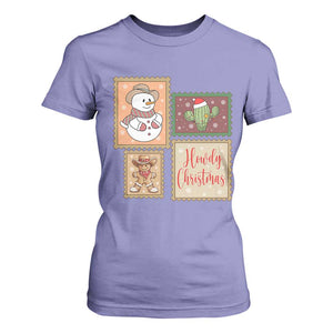 Howdy Christmas Postage Stamp T Shirt For Women Western Life Holiday Gift TS12 Violet Print Your Wear