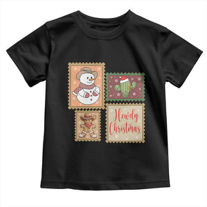Howdy Christmas Postage Stamp Toddler T Shirt Western Life Holiday Gift TS12 Black Print Your Wear