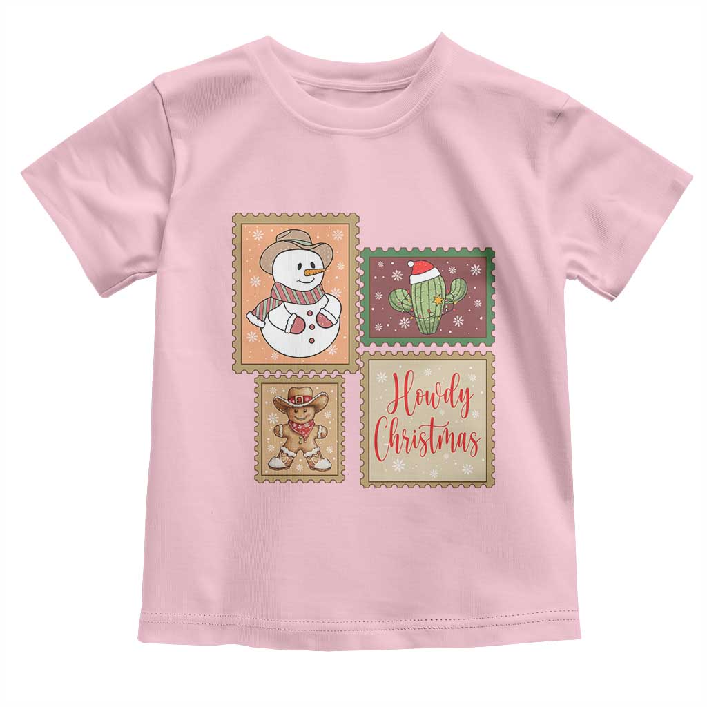 Howdy Christmas Postage Stamp Toddler T Shirt Western Life Holiday Gift TS12 Light Pink Print Your Wear