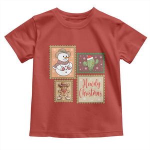 Howdy Christmas Postage Stamp Toddler T Shirt Western Life Holiday Gift TS12 Red Print Your Wear