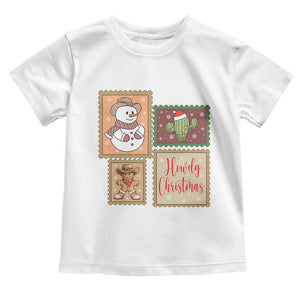 Howdy Christmas Postage Stamp Toddler T Shirt Western Life Holiday Gift TS12 White Print Your Wear