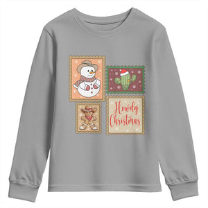 Howdy Christmas Postage Stamp Youth Sweatshirt Western Life Holiday Gift TS12 Sport Gray Print Your Wear