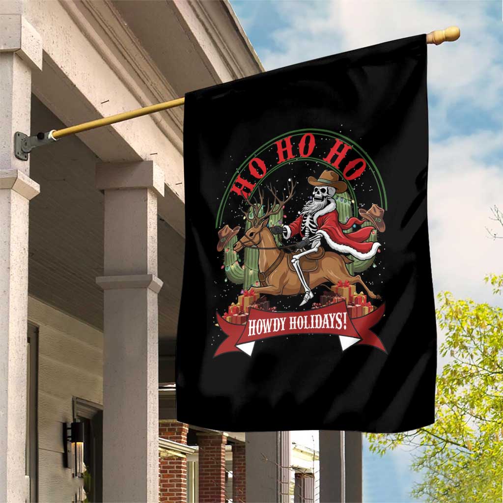 Funny Western Skeleton Cowboy Christmas Garden Flag Howdy Holidays TS12 Print Your Wear