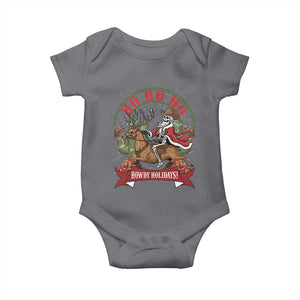 Funny Western Skeleton Cowboy Christmas Baby Onesie Howdy Holidays TS12 Charcoal Print Your Wear