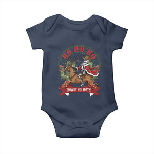 Funny Western Skeleton Cowboy Christmas Baby Onesie Howdy Holidays TS12 Navy Print Your Wear