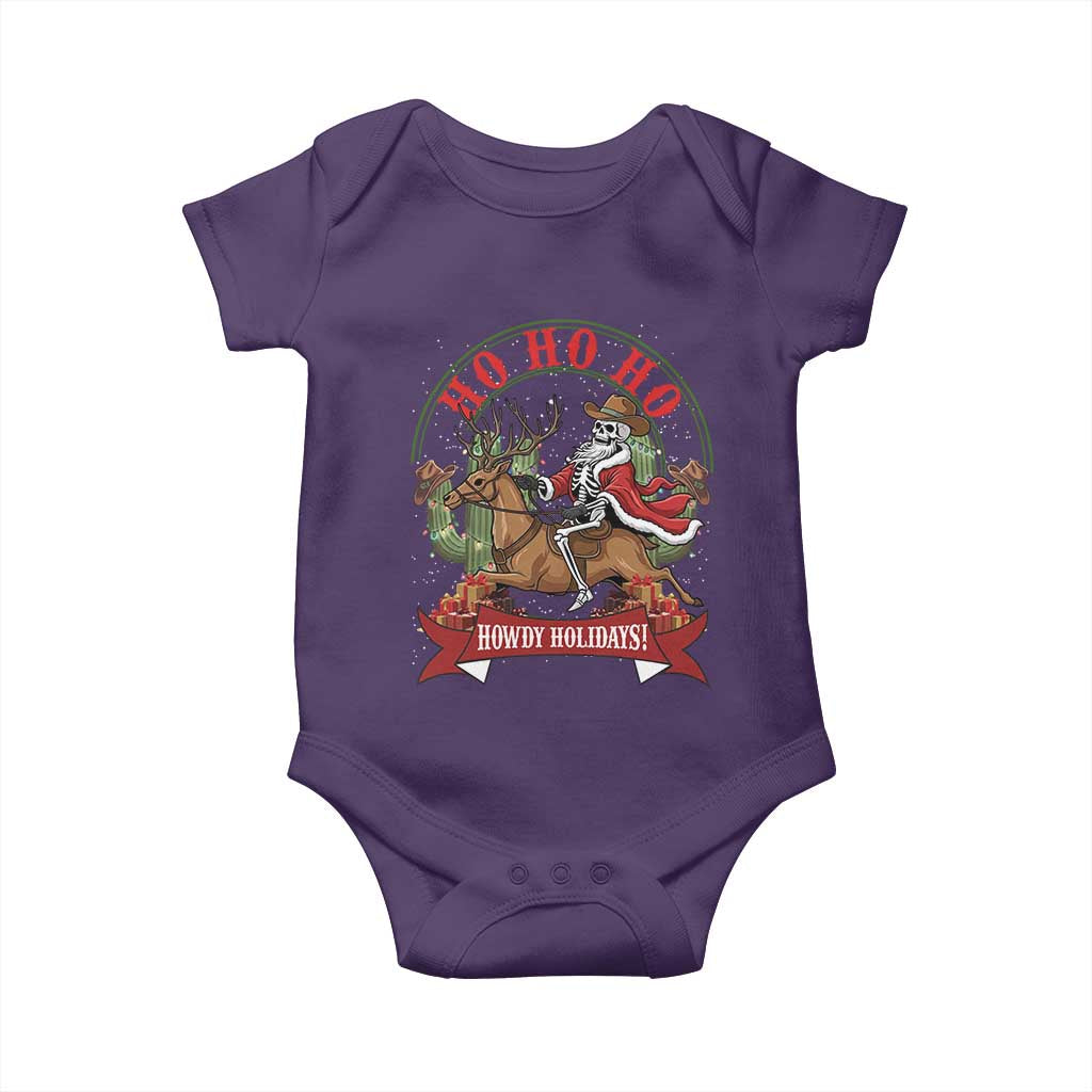 Funny Western Skeleton Cowboy Christmas Baby Onesie Howdy Holidays TS12 Purple Print Your Wear