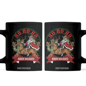 Funny Western Skeleton Cowboy Christmas Coffee Mug Howdy Holidays TS12 Black Print Your Wear