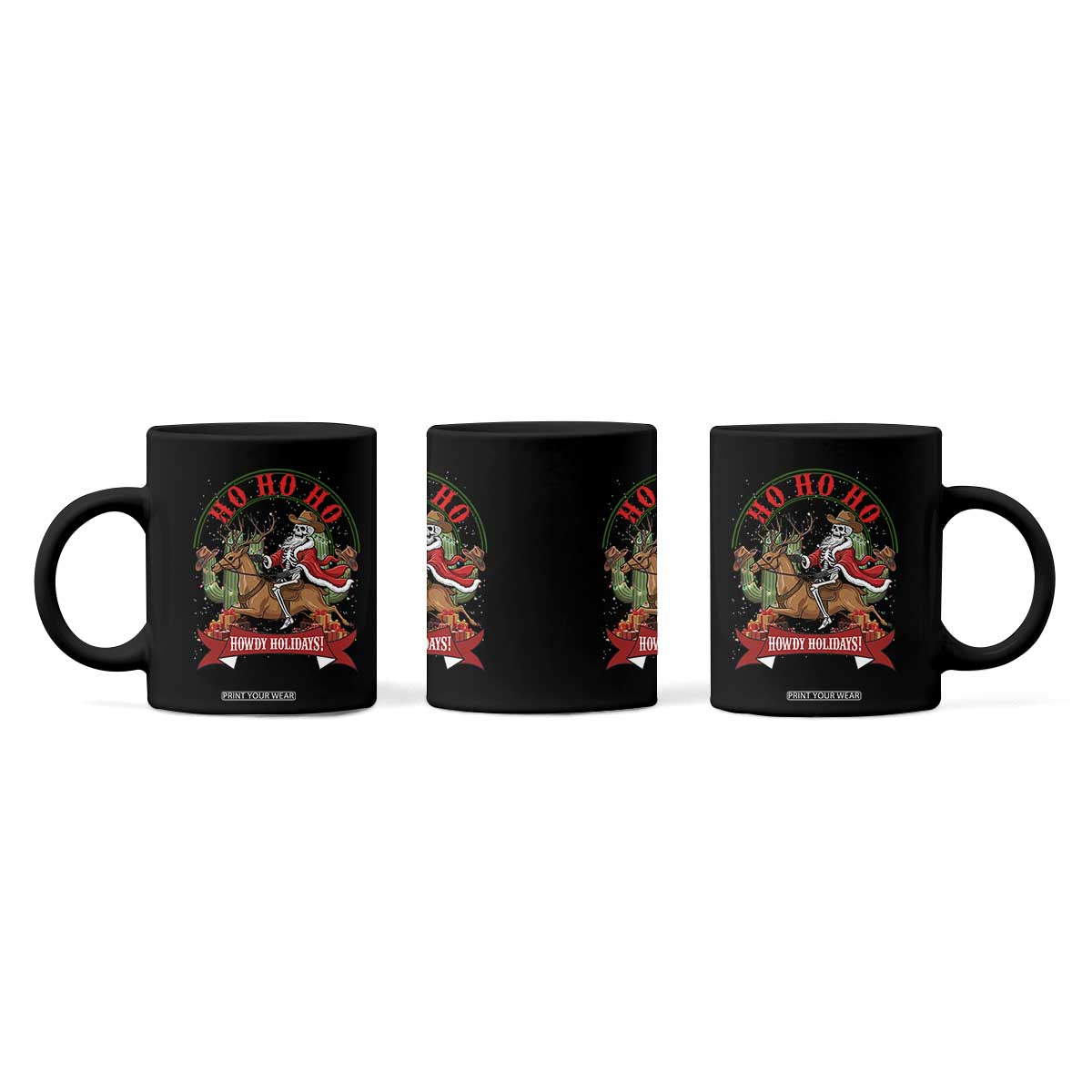 Funny Western Skeleton Cowboy Christmas Coffee Mug Howdy Holidays TS12 Print Your Wear