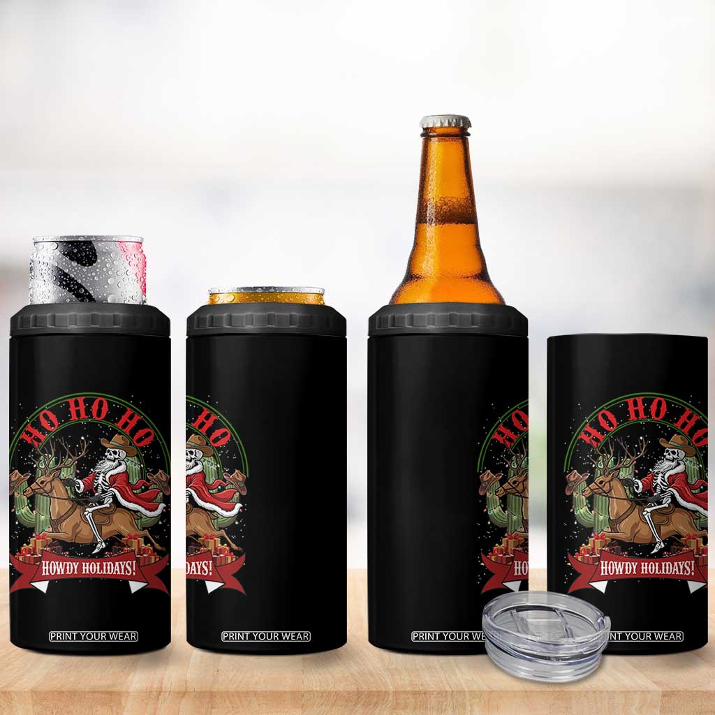 Funny Western Skeleton Cowboy Christmas 4 in 1 Can Cooler Tumbler Howdy Holidays TS12 Print Your Wear