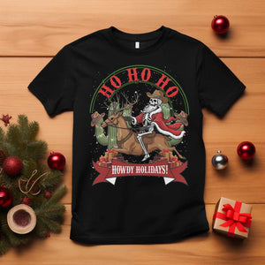 Funny Western Skeleton Cowboy Christmas T Shirt Howdy Holidays TS12 Black Print Your Wear