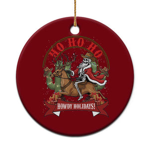 Funny Western Skeleton Cowboy Christmas Ceramic Ornament Howdy Holidays TS12 1pc Red Print Your Wear